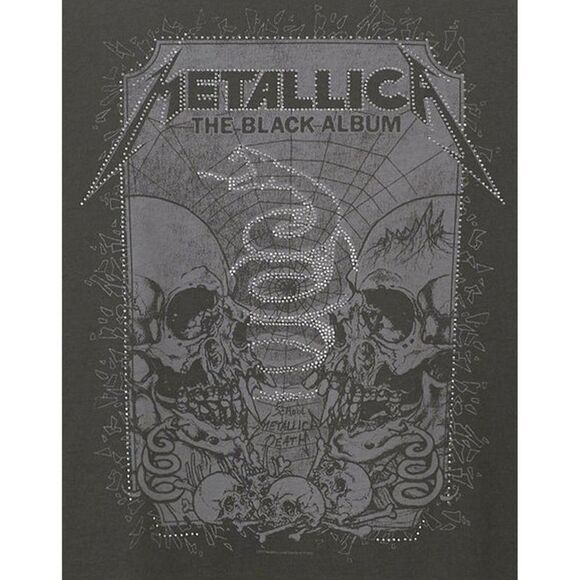 Amplified Mens The Black Album Metallica Diamante T-Shirt / Charcoal - Picture 3 of 3
